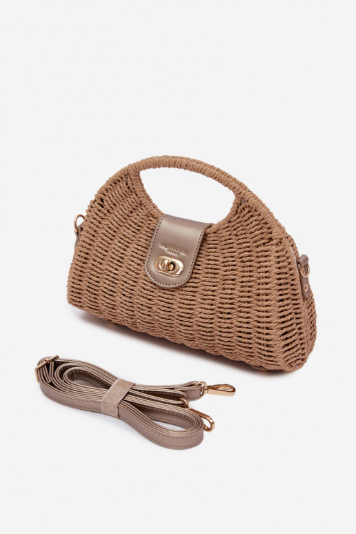 Woven Small Bag with Detachable Strap Brown-Gold Delphine