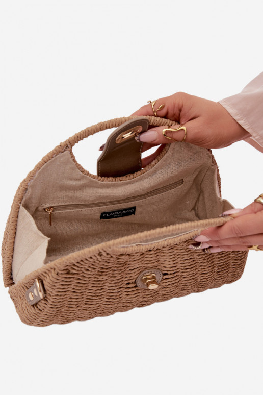 Woven Small Bag with Detachable Strap Brown-Gold Delphine