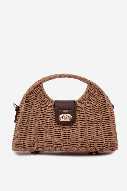 Woven Small Bag With Detachable Strap Brown Delphine