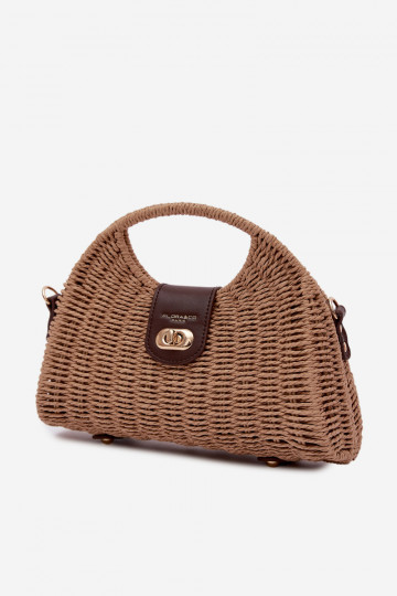 Woven Small Bag With Detachable Strap Brown Delphine 2