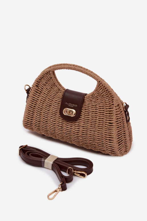 Woven Small Bag With Detachable Strap Brown Delphine
