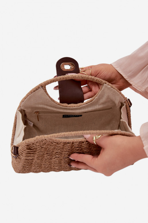 Woven Small Bag With Detachable Strap Brown Delphine