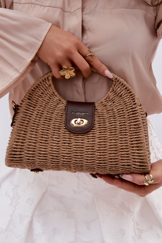 Woven Small Bag With Detachable Strap Brown Delphine