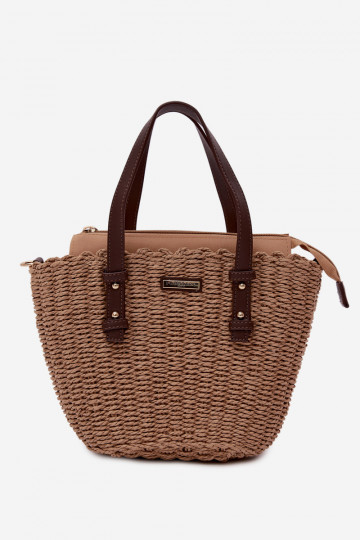 Lucienne Brown Woven Basket Bag