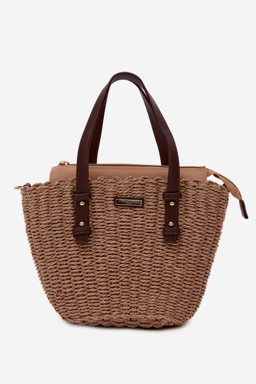 Lucienne Brown Woven Basket Bag