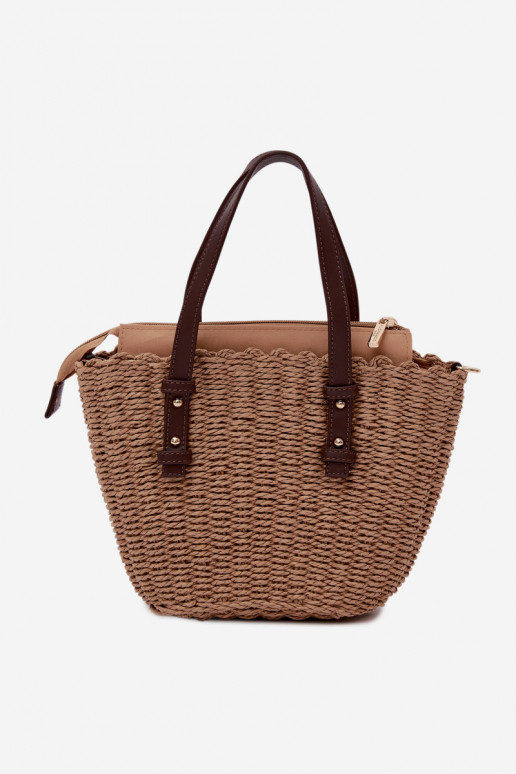 Lucienne Brown Woven Basket Bag