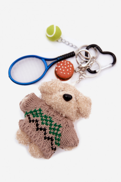 Keychain Pendant For Bag Keys Teddy Bear In Sweater Rocket With Ball Hamburger Blue