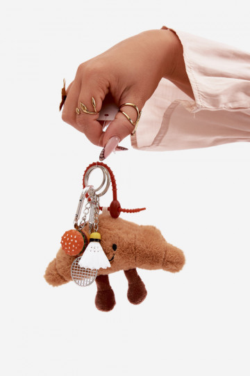 Keychain Bag Charm Roulade Rocket Flyer Hamburger Beige