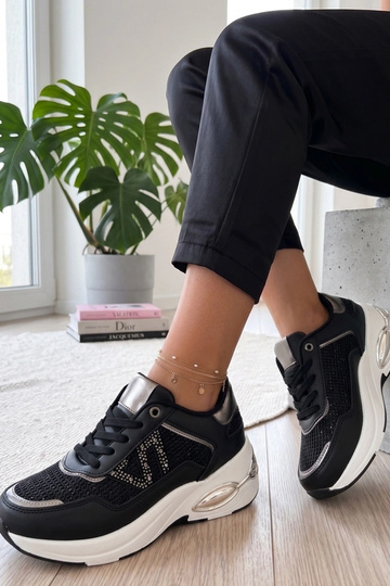 Black platform sneakers with rhinestones Rafaela