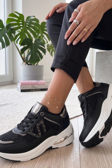 Black platform sneakers with rhinestones Rafaela 2