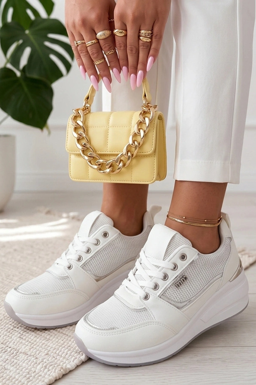 White sneakers with hidden heel Ava