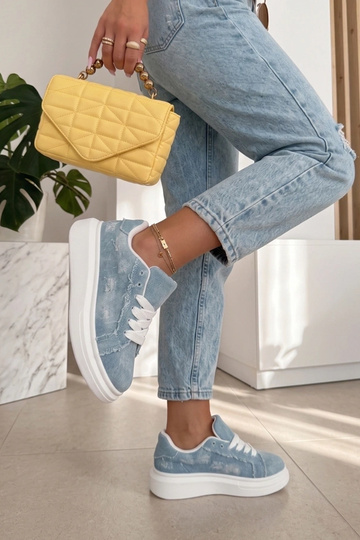 Blue platform sneakers with... 2