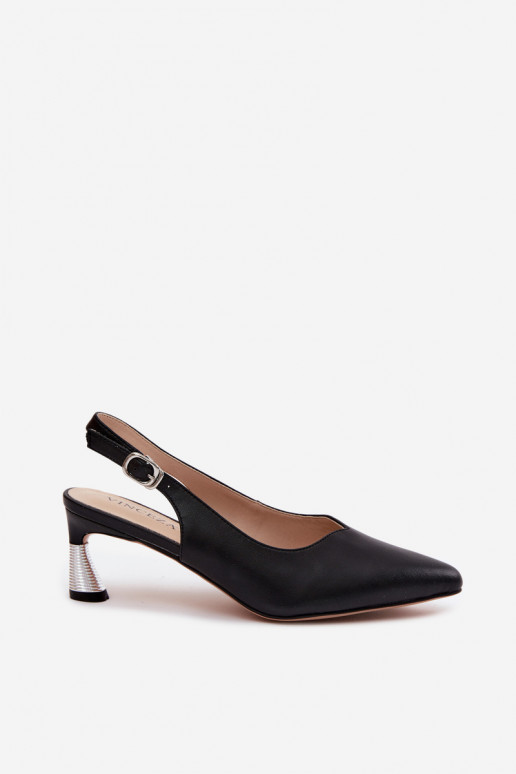 Black women's sandals with heels Vinceza 66922