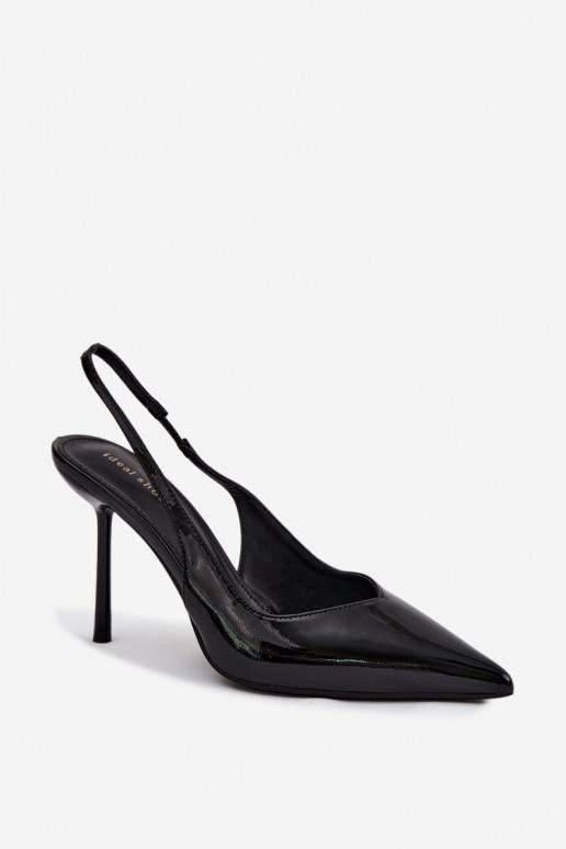 Patent Leather High Heels Sandals Black Calera