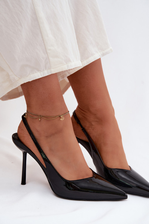 Patent Leather High Heels Sandals Black Calera