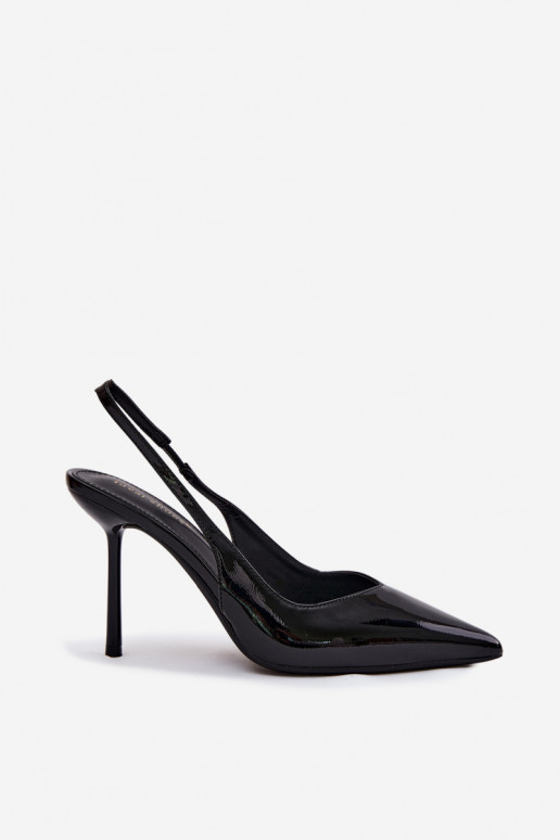 Patent Leather High Heels Sandals Black Calera