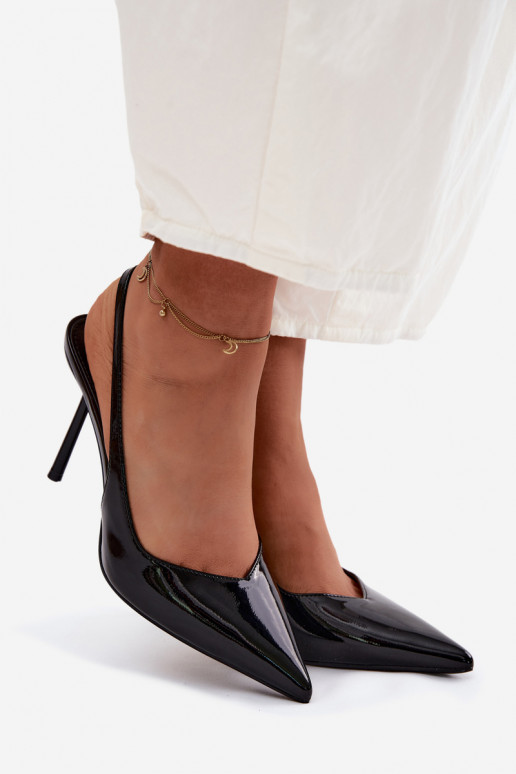 Patent Leather High Heels Sandals Black Calera