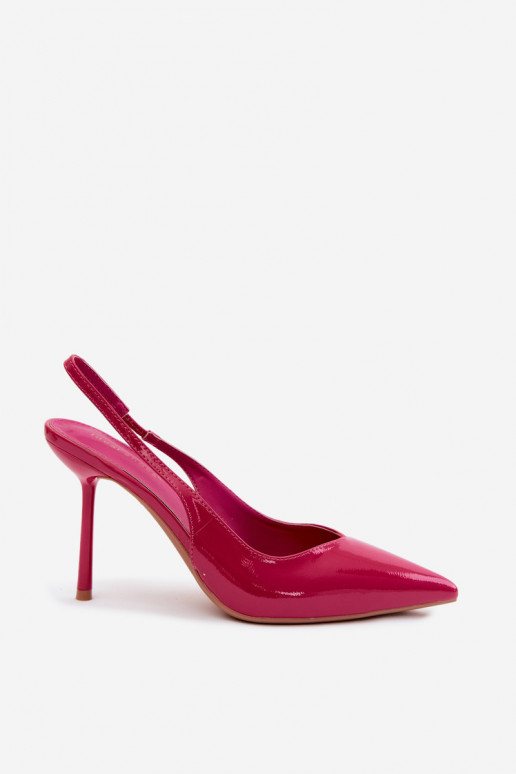 Patent Leather Heels Sandals Faux Leather Fuchsia Calera