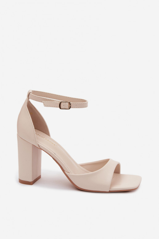 Ivory women's high-heeled sandals in faux leather Melvra