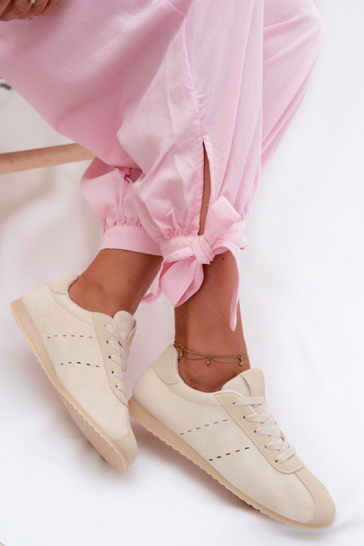 Women's Sneakers Made of Eco Suede Low Light Beige Melvelin