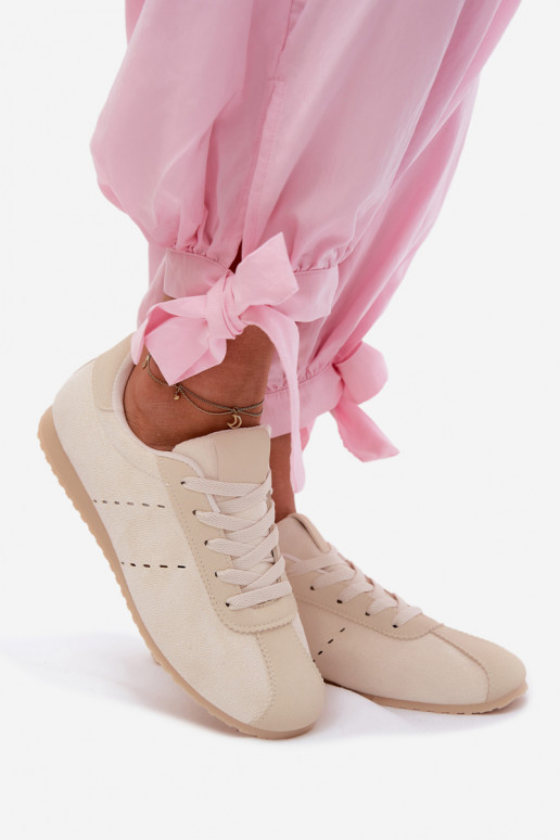 Sneakersy DamskiewithEko Zamszu Niskie Jasnobeżowe Melvelin