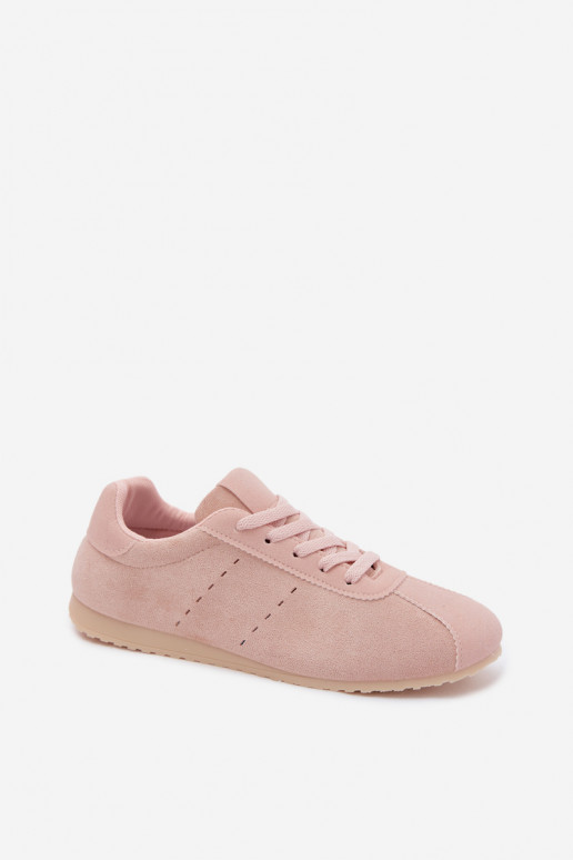 Pink women's sneakers in faux suede Melvelin