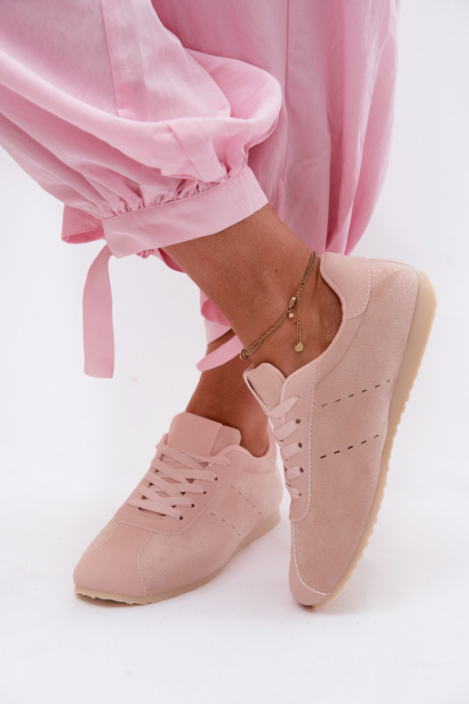 Pink women's sneakers in faux suede Melvelin