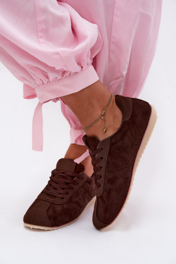 Brown women's sneakers in faux suede Melvelin 2