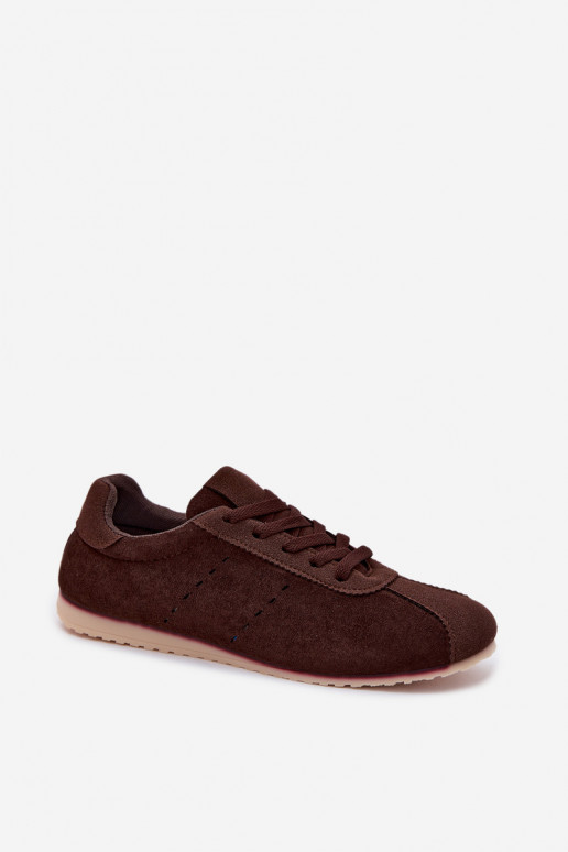Brown women's sneakers in faux suede Melvelin