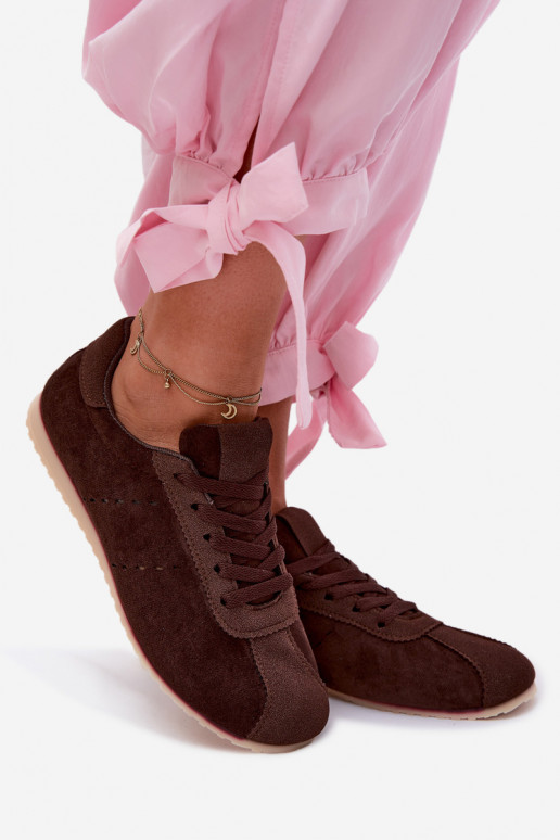 Brown women's sneakers in faux suede Melvelin