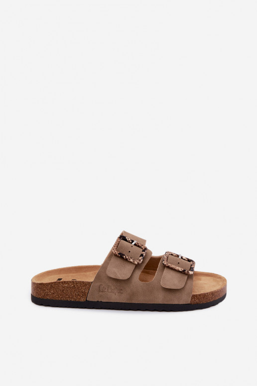 Chaki spalvos moteriškos šlepetės su sagtimis Lee Cooper LCIN-26-35-4451L