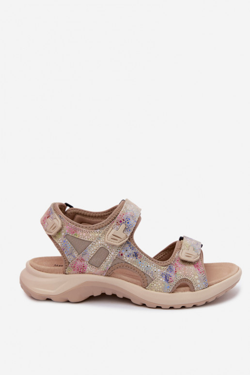 Leather Patterned Women's Sandals In Sporty Style Multicolor Morenia