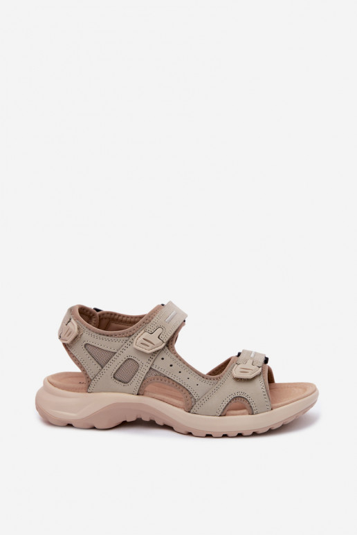 Leather Women's Sporty Style Beige Sandals Morenia