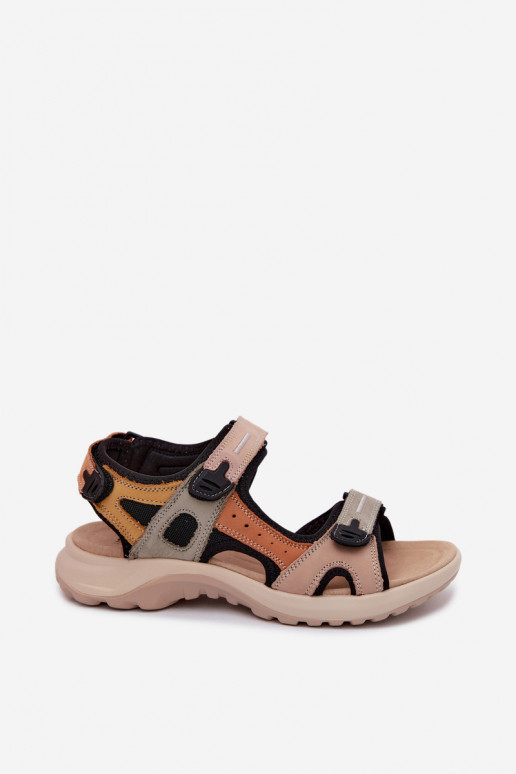 Leather Women's Sport Style Orange and Black Sandals Morenia