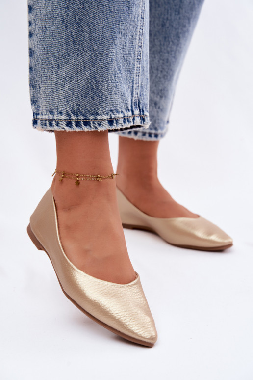 Eco Leather Ballerinas Gold Nelisa