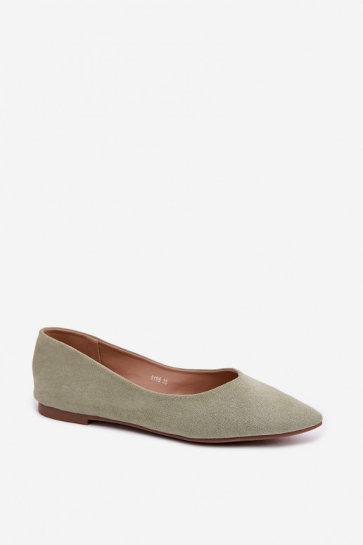 Green Eco Suede Flat Ballerinas Lelisa