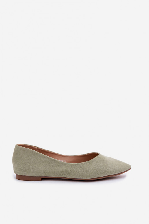 Green Eco Suede Flat Ballerinas Lelisa