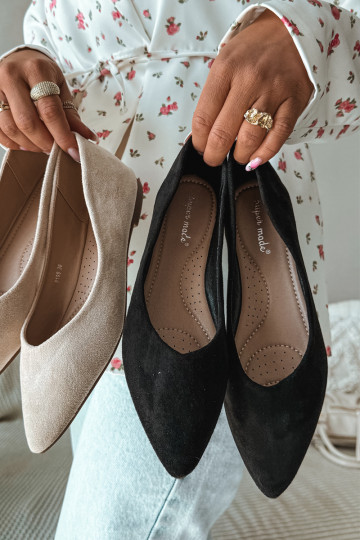 Flat Eco Suede Black Ballerinas Lelisa 2