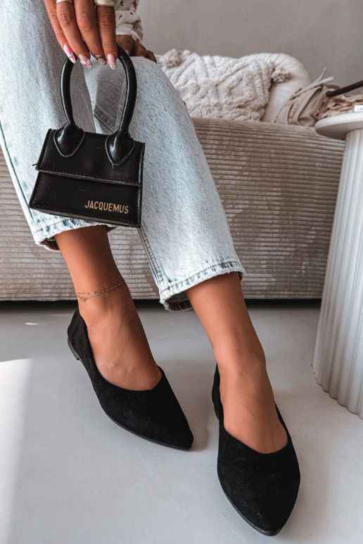 Flat Eco Suede Black Ballerinas Lelisa