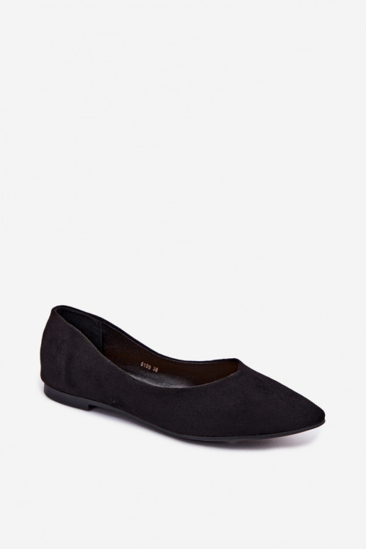 Flat Eco Suede Black Ballerinas Lelisa