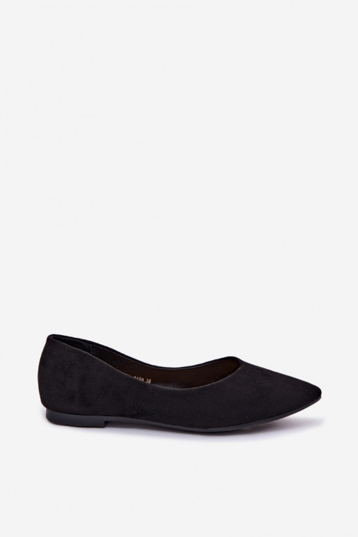 Flat Eco Suede Black Ballerinas Lelisa