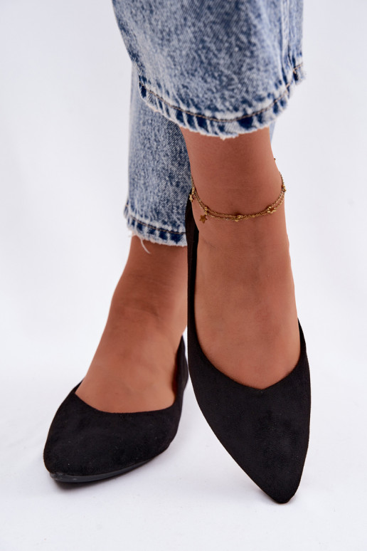 Flat Eco Suede Black Ballerinas Lelisa