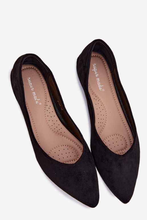 Flat Eco Suede Black Ballerinas Lelisa