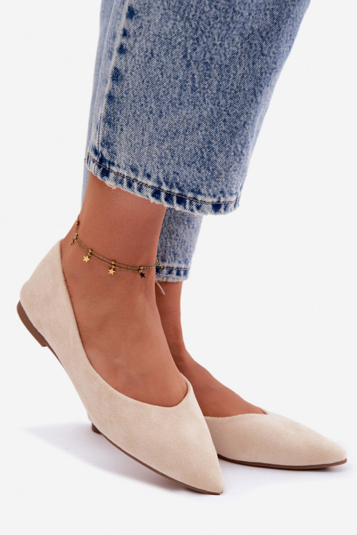 Baleriny PłaskiewithEko Zamszu Beżowe Lelisa