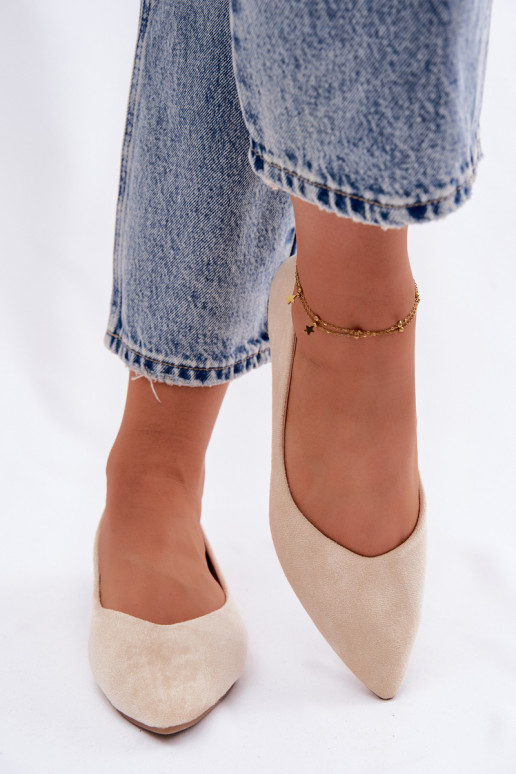 Baleriny PłaskiewithEko Zamszu Beżowe Lelisa