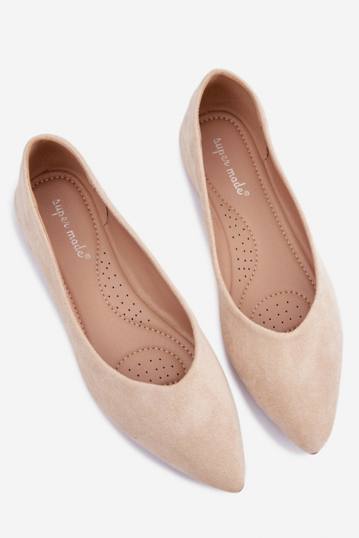 Baleriny PłaskiewithEko Zamszu Beżowe Lelisa