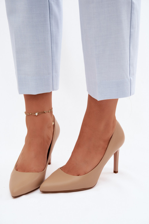 Eco Leather Heels Sergio Leone 1339 Beige