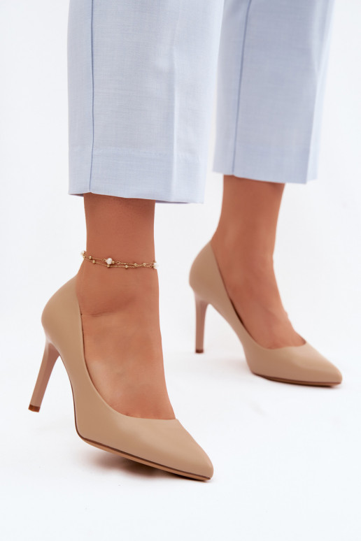 Eco Leather Heels Sergio Leone 1339 Beige