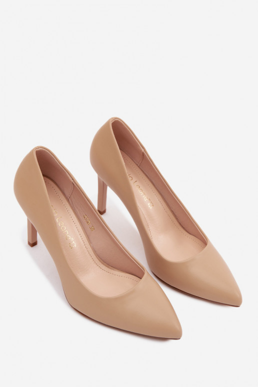 Eco Leather Heels Sergio Leone 1339 Beige