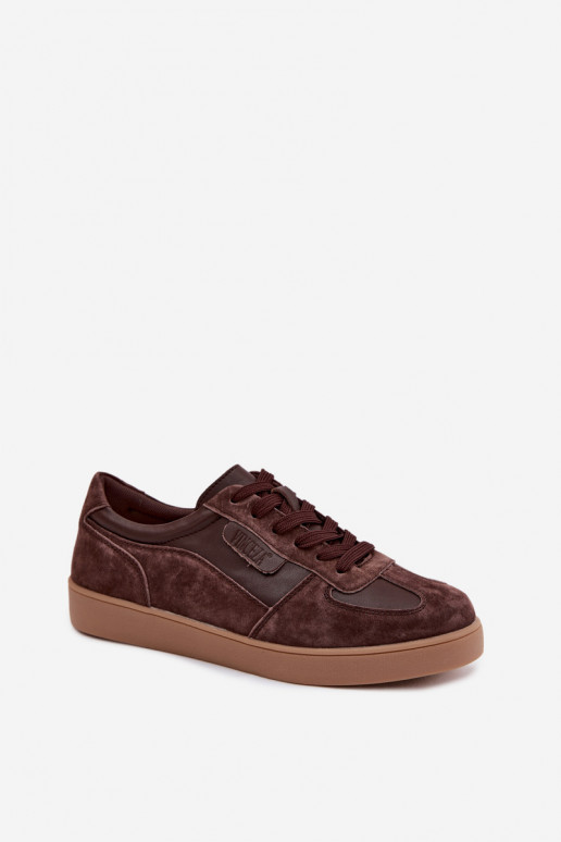 Women's Leather Suede Sneakers Vinceza 7933 Chocolate